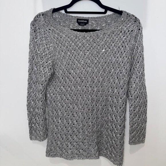 Grey Bebe knit top with sequins - Picture 1 of 8